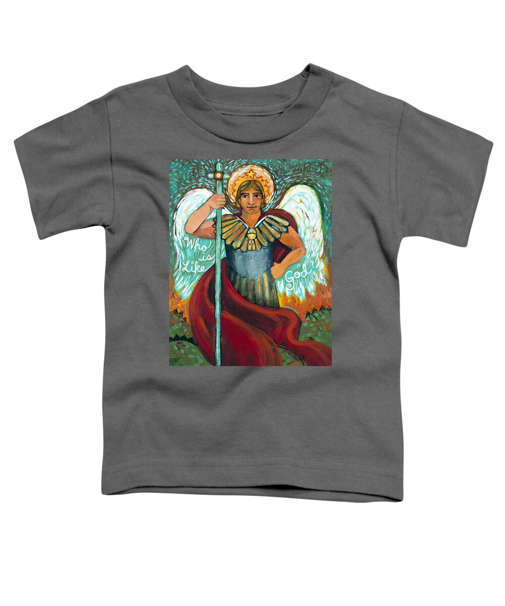 Jen Norton Toddler T-Shirt featuring the painting St. Michael the Archangel by Jen Norton