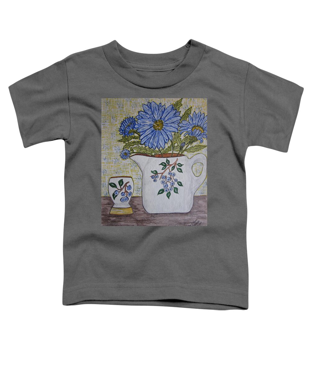 Stangl Blueberry Pottery Toddler T-Shirt featuring the painting Stangl Blueberry Pottery by Kathy Marrs Chandler