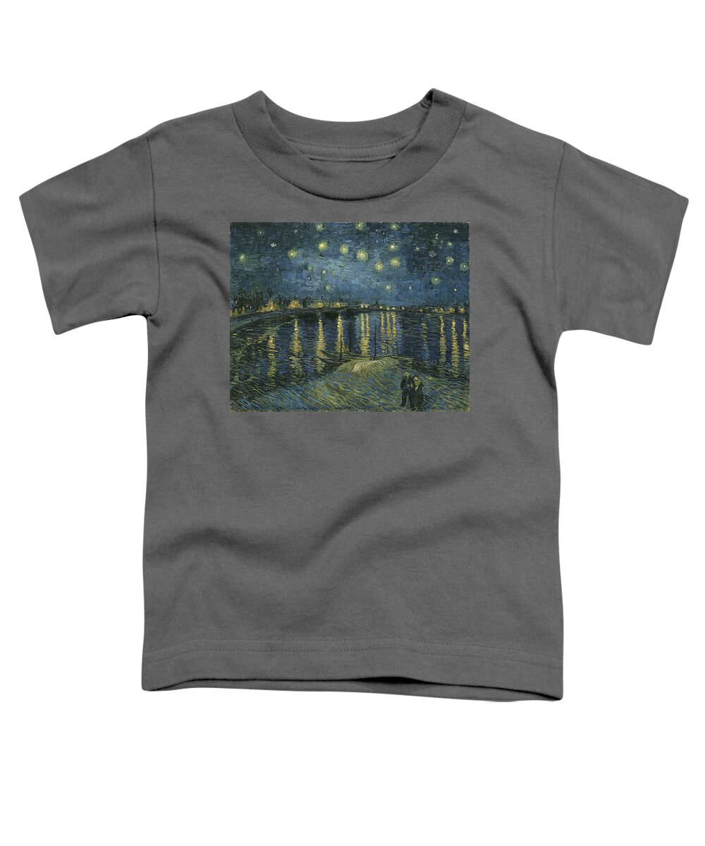 Starry Night Over The Rhone Toddler T-Shirt featuring the digital art Starry Night Over the Rhone #6 by Georgia Clare