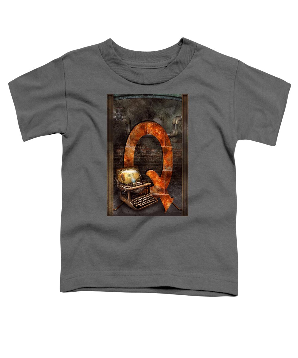 Self Toddler T-Shirt featuring the digital art Steampunk - Alphabet - Q is for Qwerty by Mike Savad