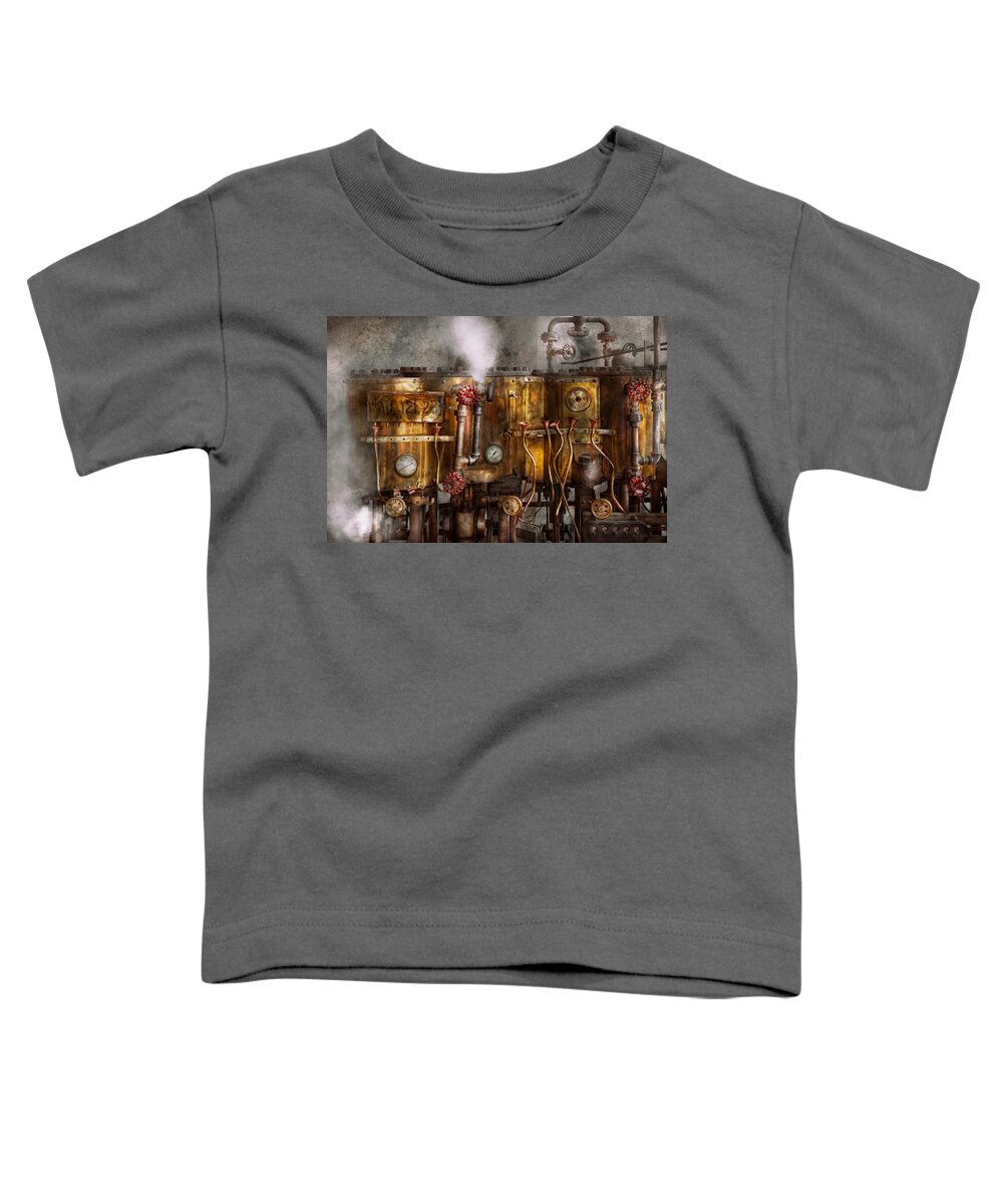 Steampunk Toddler T-Shirt featuring the photograph Steampunk - Plumbing - Distilation apparatus by Mike Savad