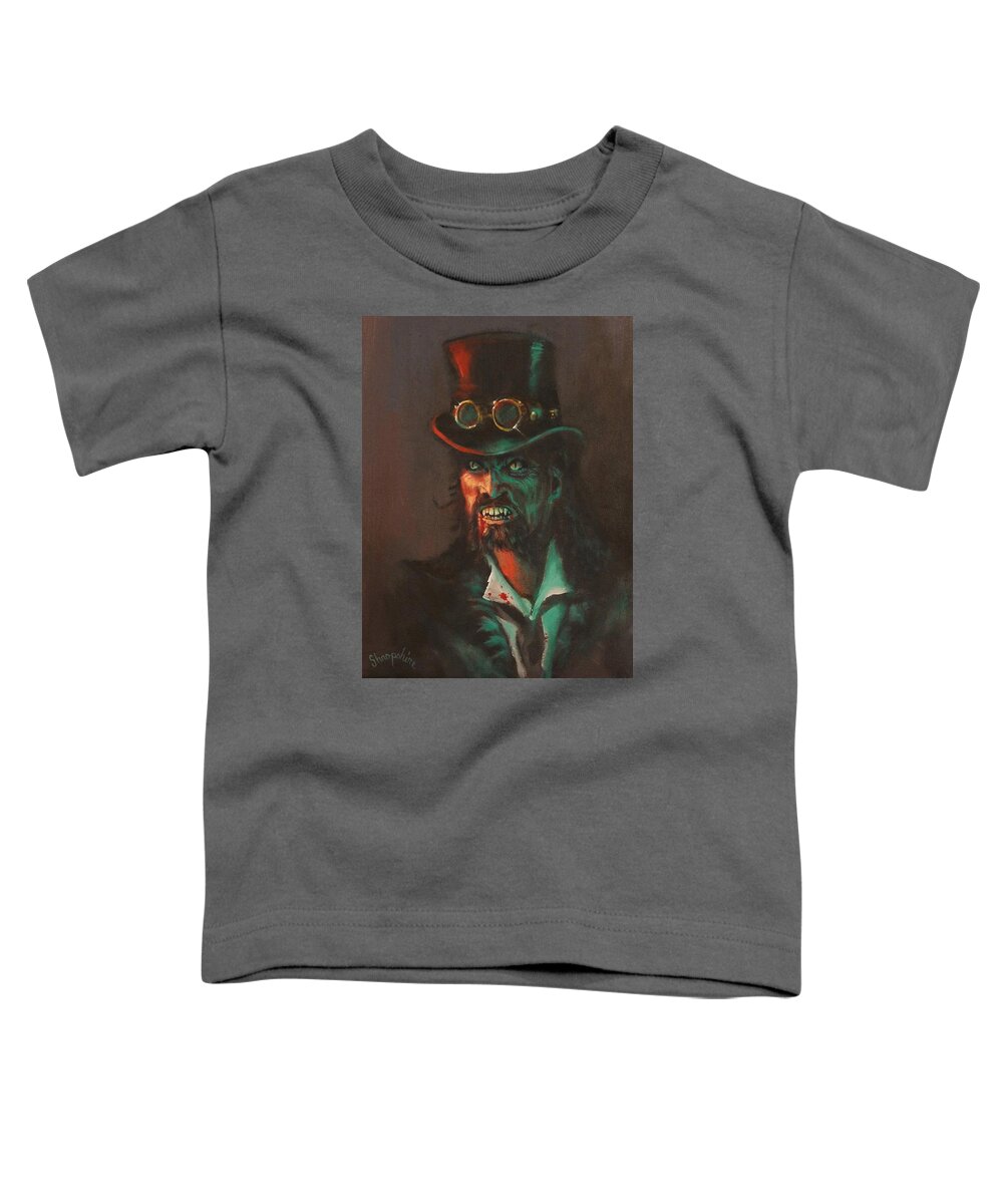  Cyberpunk Toddler T-Shirt featuring the painting Steampunk Vampire by Tom Shropshire