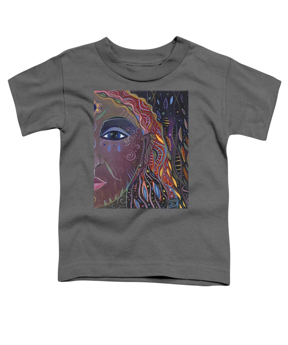 Abstract Toddler T-Shirt featuring the painting Still A Mystery 2 by Helena Tiainen