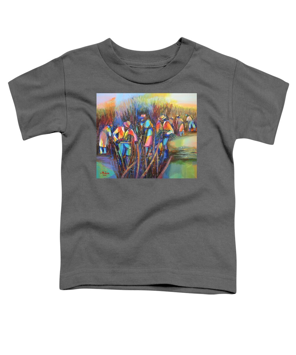 Abstract Toddler T-Shirt featuring the painting Sugar Cane Harvest by Cynthia McLean