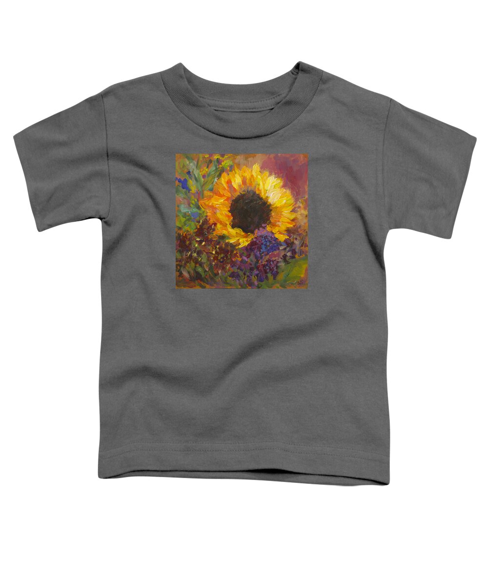 Sunflower Toddler T-Shirt featuring the painting Sunflower Dance Original Painting Impressionist by Quin Sweetman