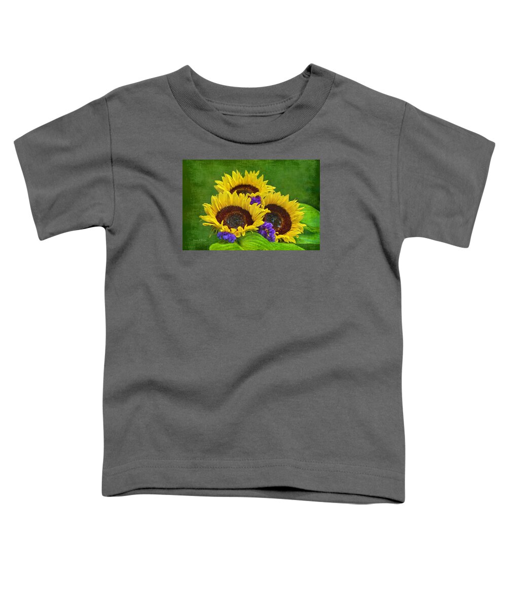 Sunflower Toddler T-Shirt featuring the photograph Sunflower Trio by Sandi OReilly