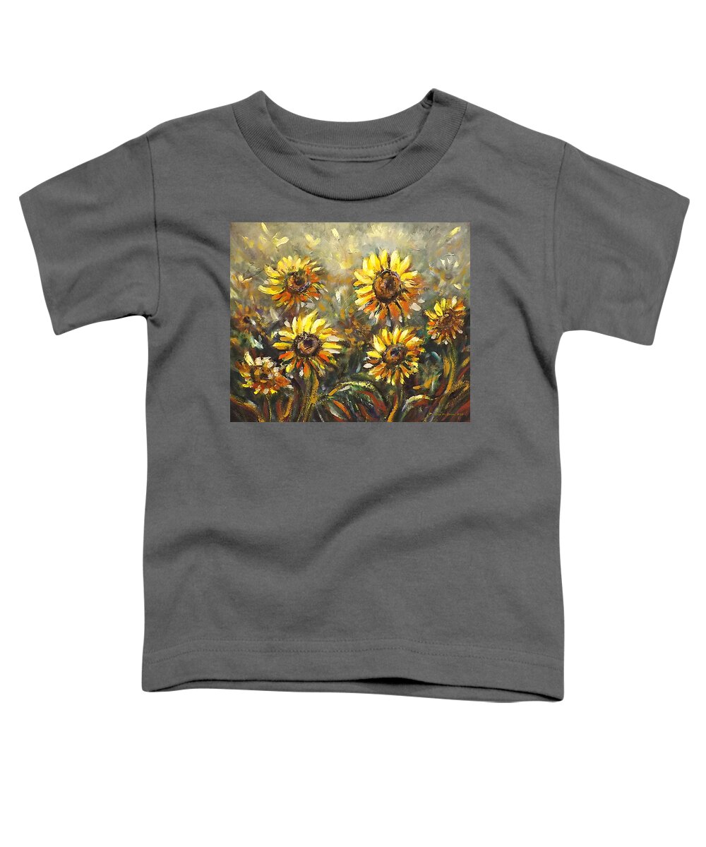 Sunflowers Toddler T-Shirt featuring the painting Sunny by Gina De Gorna