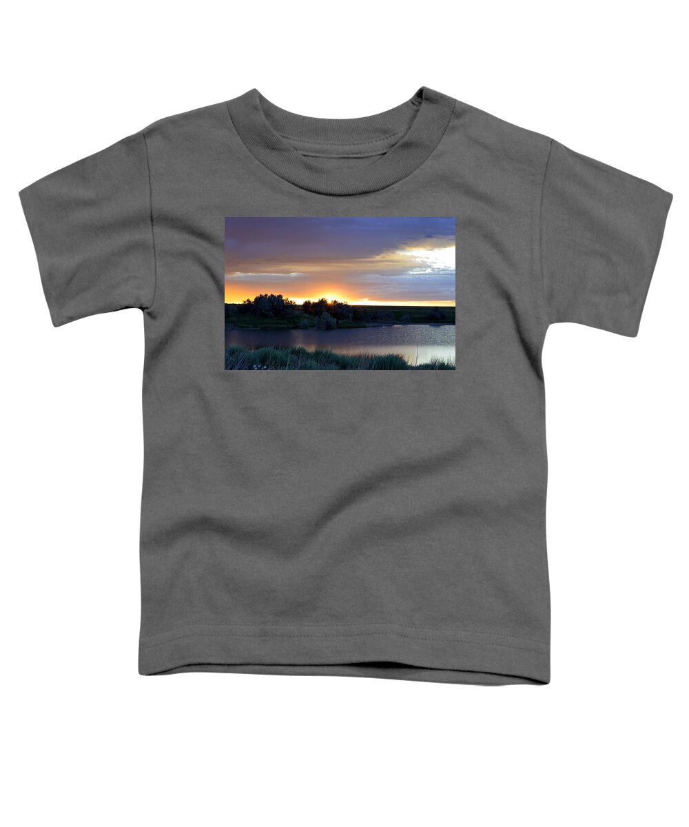 Sunrise Over Kinney Lake Toddler T-Shirt featuring the photograph Sunrise Over Kinney Lake by Clarice Lakota