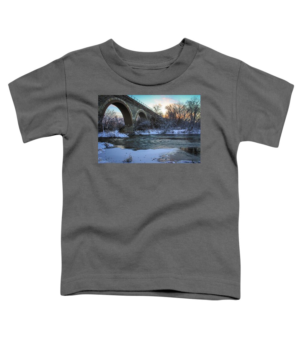 Tiffany Toddler T-Shirt featuring the photograph Sunrise Under The Bridge by Viviana Nadowski