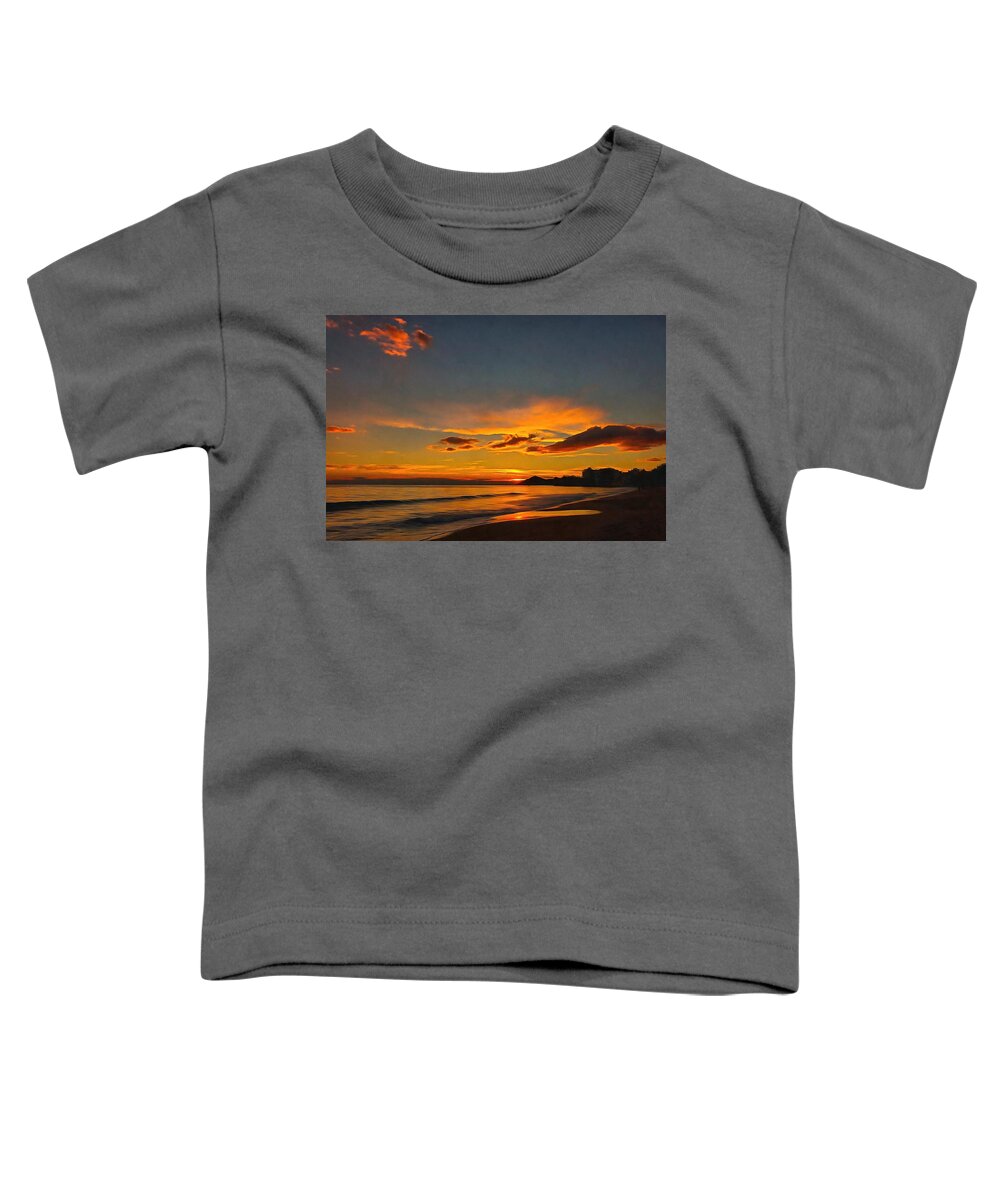 Sea Toddler T-Shirt featuring the photograph Sunset at the seaside in Benidorm Spain by Mick Flynn