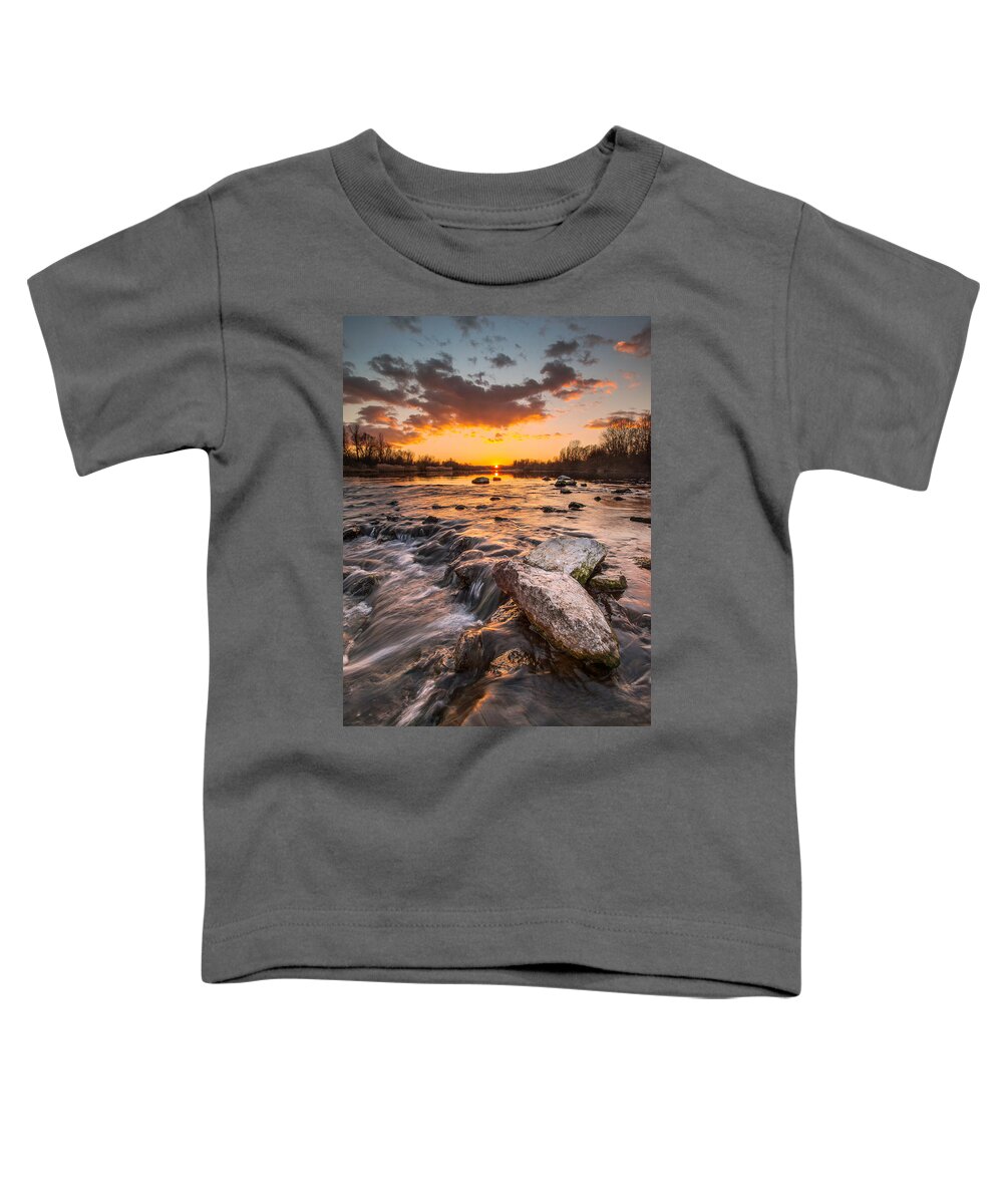 Landscape Toddler T-Shirt featuring the photograph Sunset on river by Davorin Mance