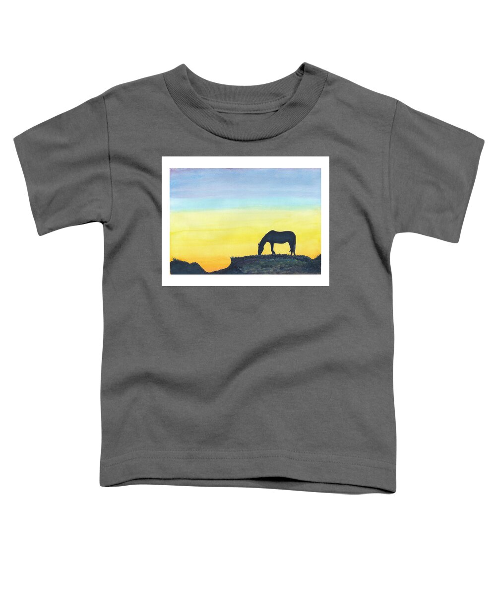 C Sitton Painting Paintings Toddler T-Shirt featuring the painting Sunset Silhouette by C Sitton