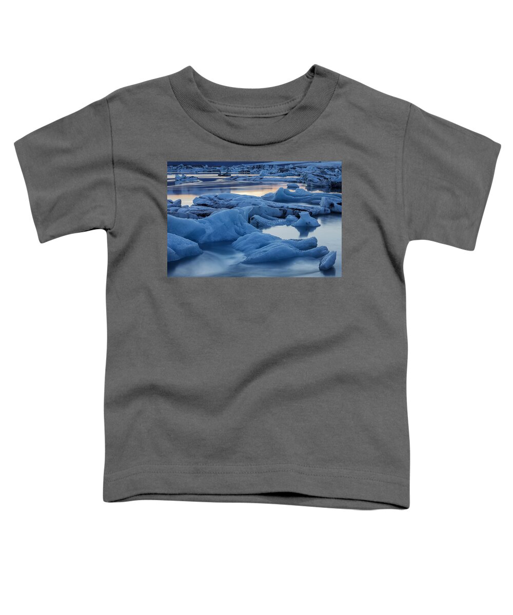 Heike Odermatt Toddler T-Shirt featuring the photograph Sunset Vatnajokull Glacier Jokalsarlon by Heike Odermatt