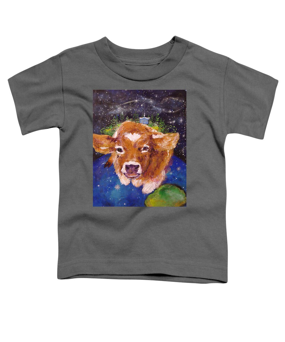 Cow Toddler T-Shirt featuring the painting Sweet Buttercup by Ashleigh Dyan Bayer