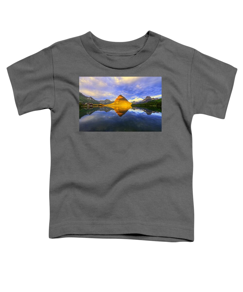 Montana Toddler T-Shirt featuring the photograph Swiftcurrent Sunrise by Dustin LeFevre