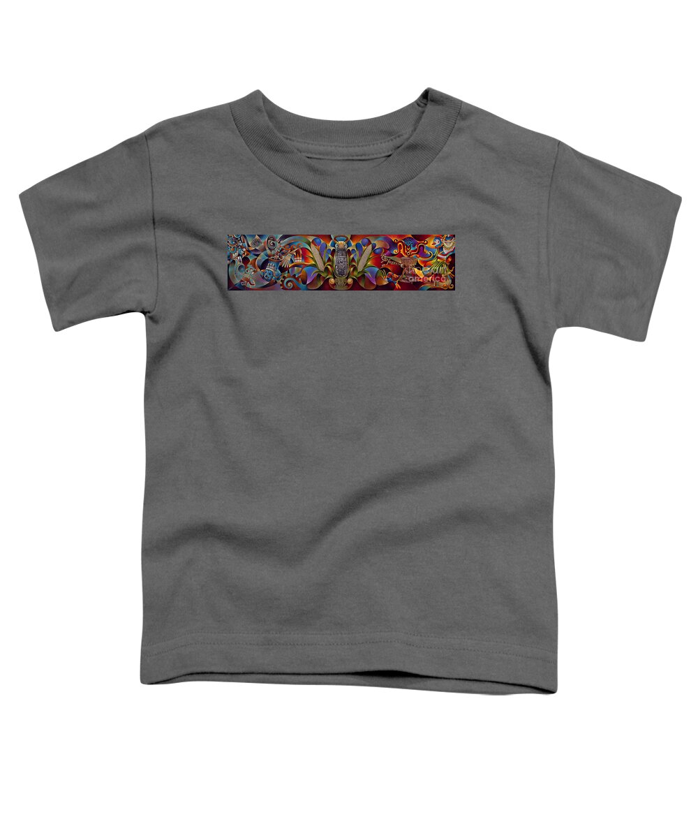 Aztec Toddler T-Shirt featuring the painting Tapestry of Gods by Ricardo Chavez-Mendez