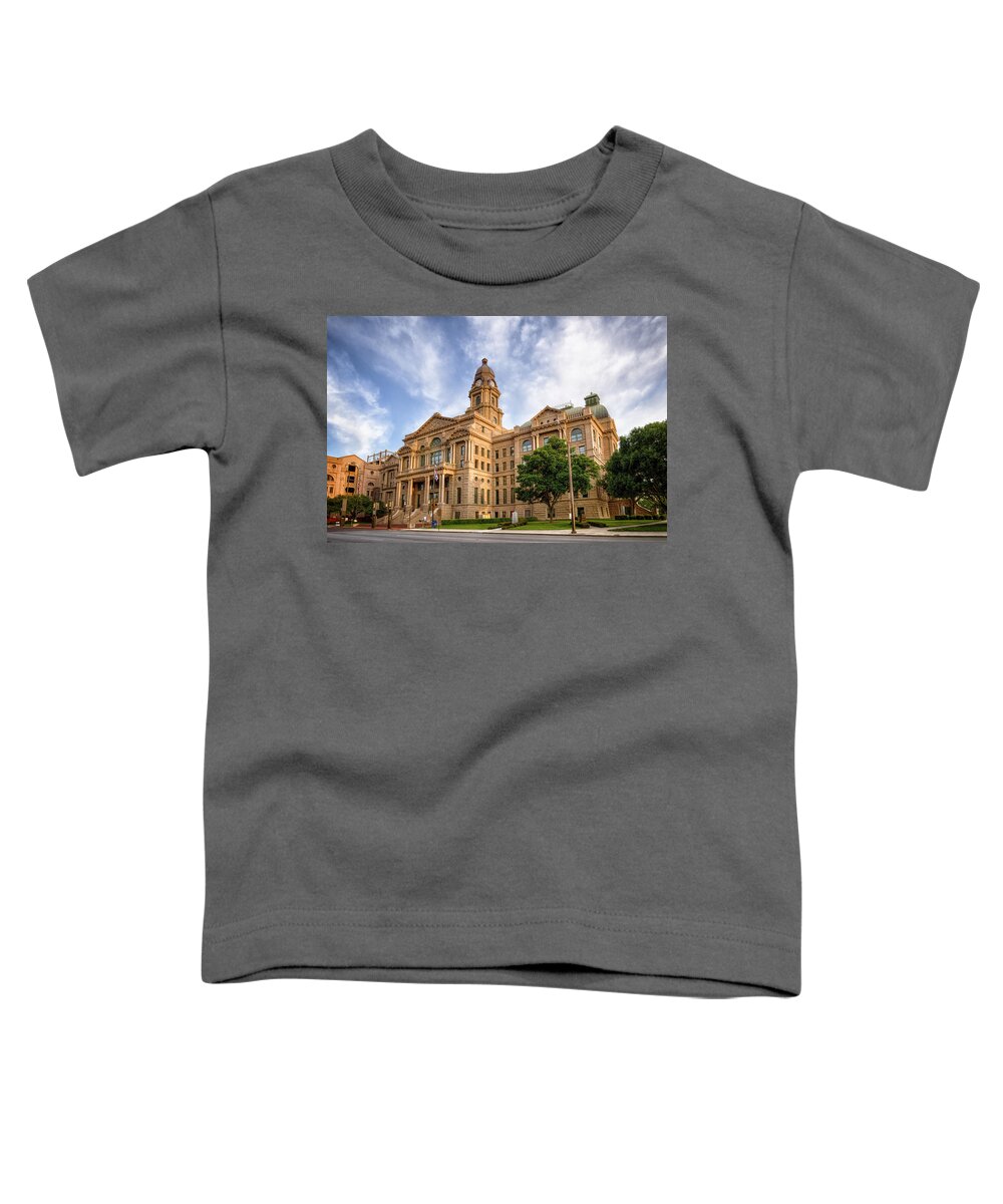 Joan Carroll Toddler T-Shirt featuring the photograph Tarrant County Courthouse II by Joan Carroll
