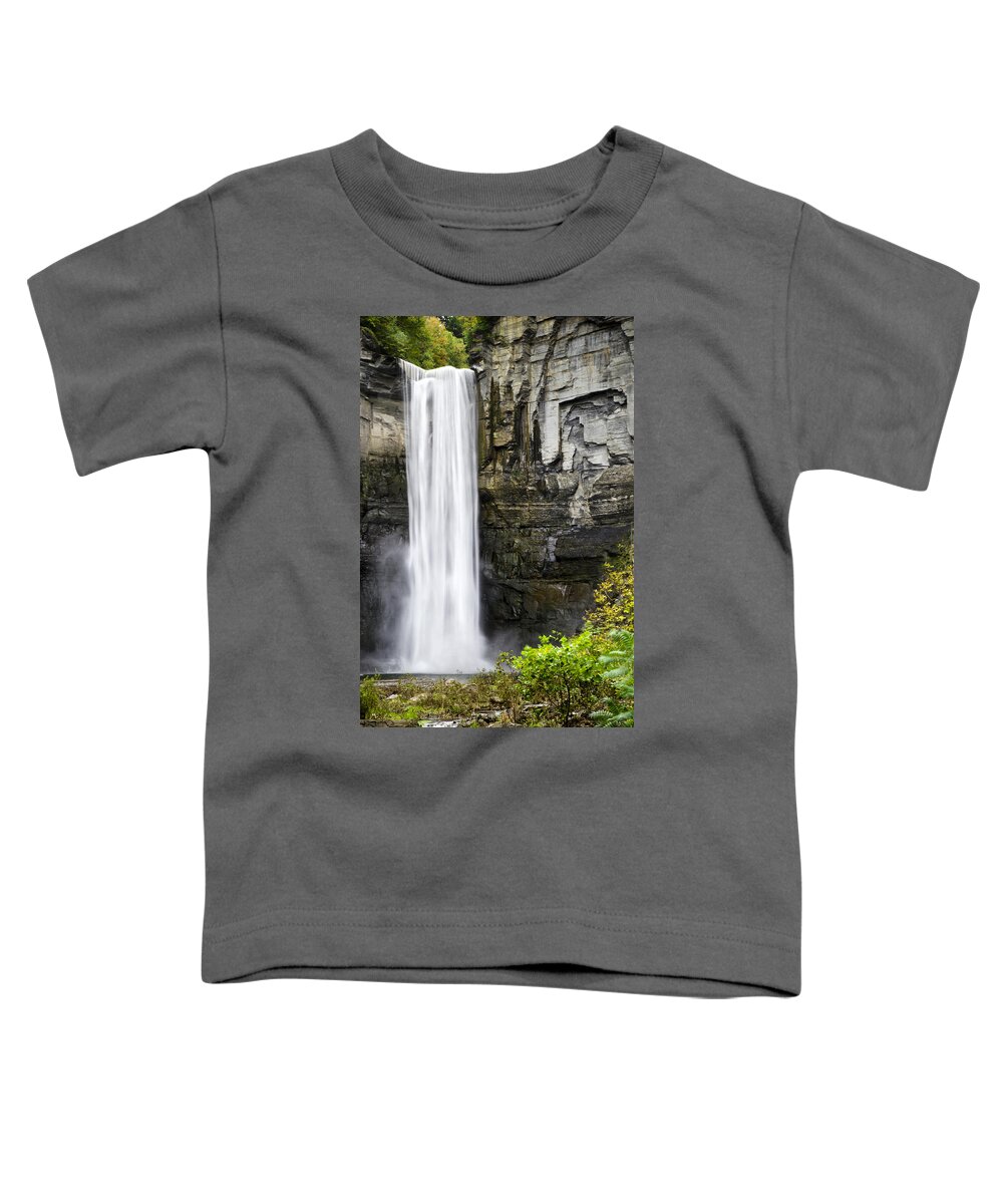 Waterfall Toddler T-Shirt featuring the photograph Taughannock Falls View From The Bottom by Christina Rollo