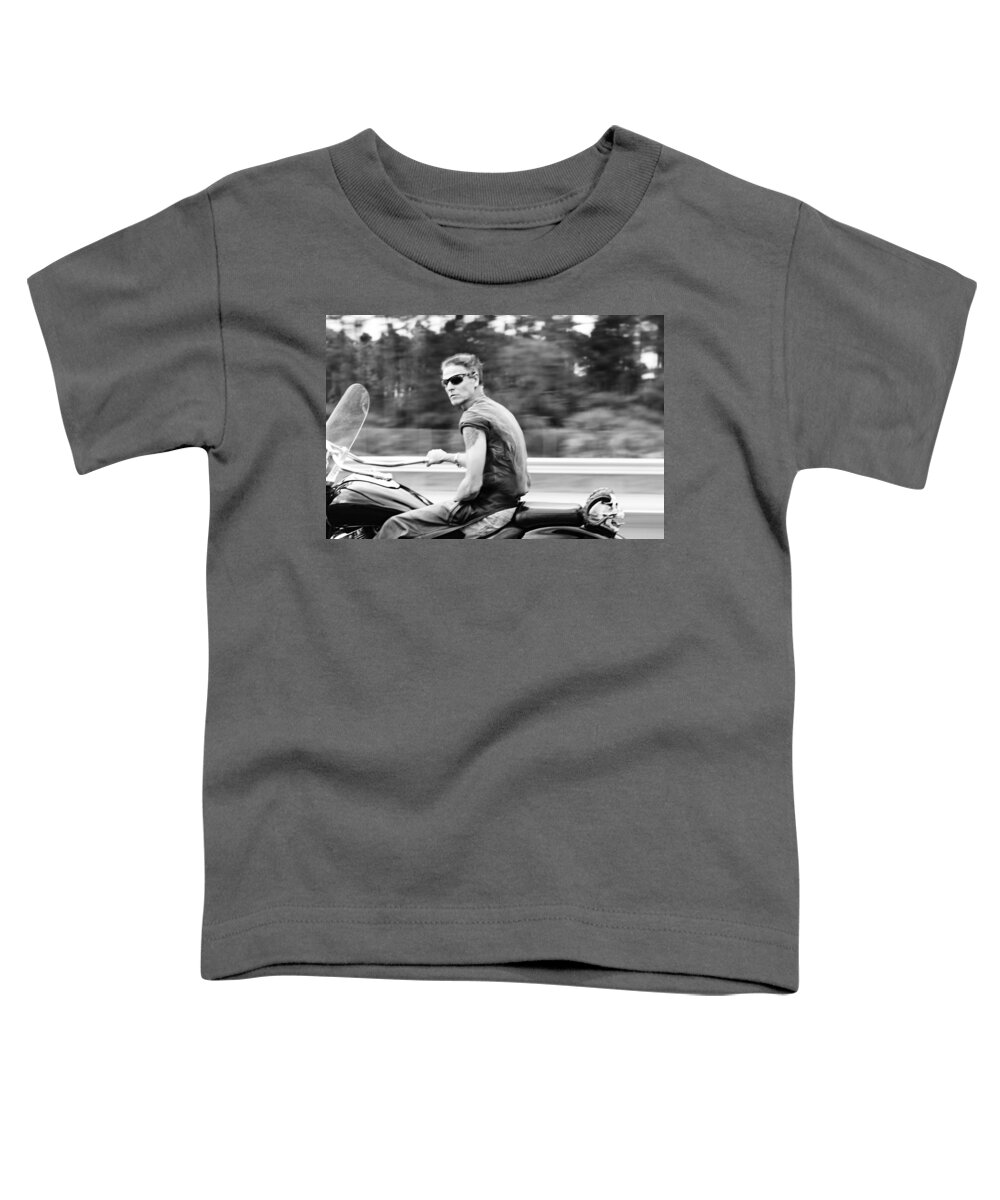 Motorcycle Toddler T-Shirt featuring the photograph The Biker by Laura Fasulo