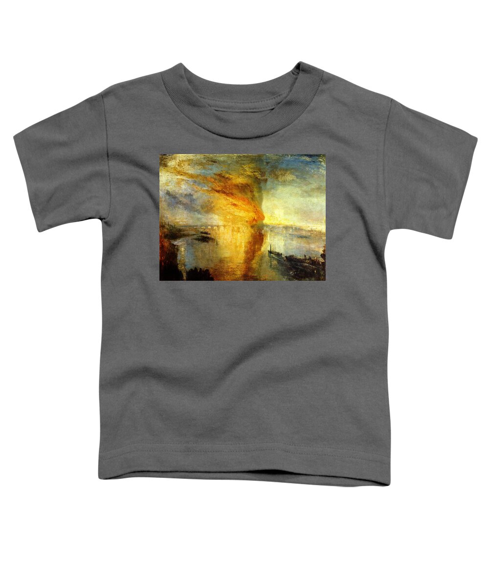 Joseph Mallord William Turner Toddler T-Shirt featuring the painting The Burning of the Houses of Lords and Commons by Celestial Images