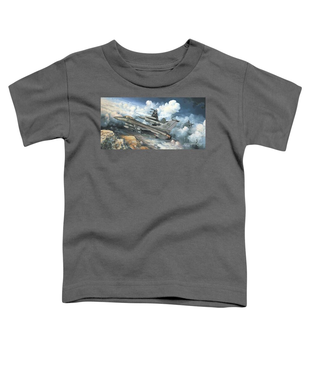 Aviation Art Toddler T-Shirt featuring the painting The Buzzard Boys From Aviano by Randy Green