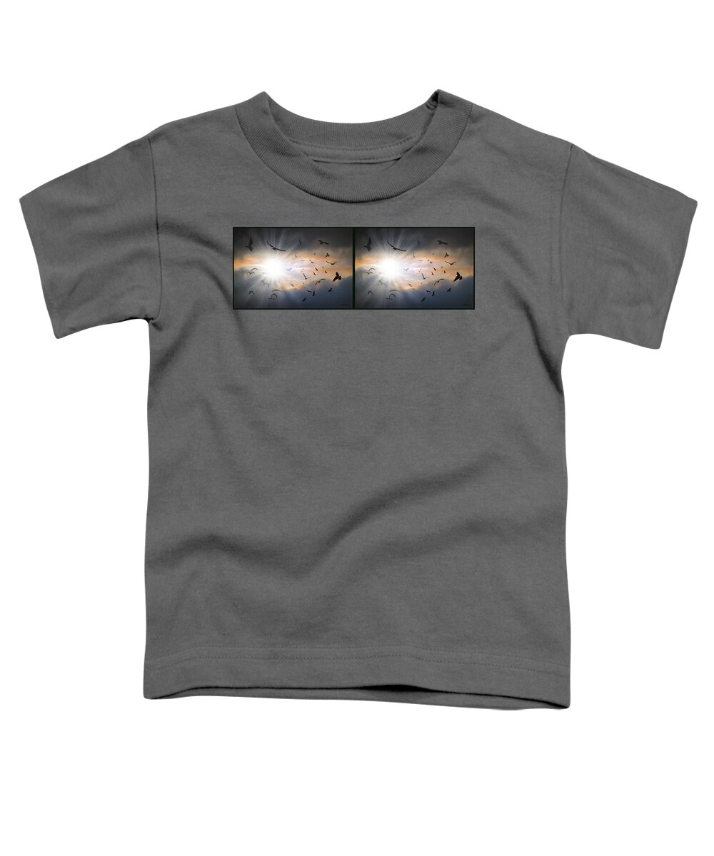 3d Toddler T-Shirt featuring the photograph The Call - The Caw - Gently cross your eyes and focus on the middle image by Brian Wallace