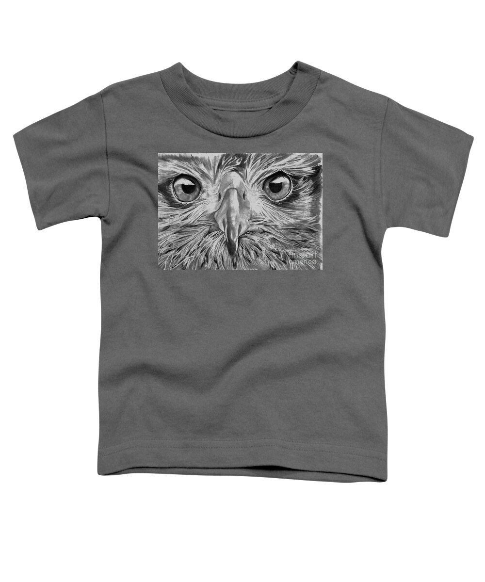 Graphite Toddler T-Shirt featuring the drawing The Eyes Are On You by Bill Richards