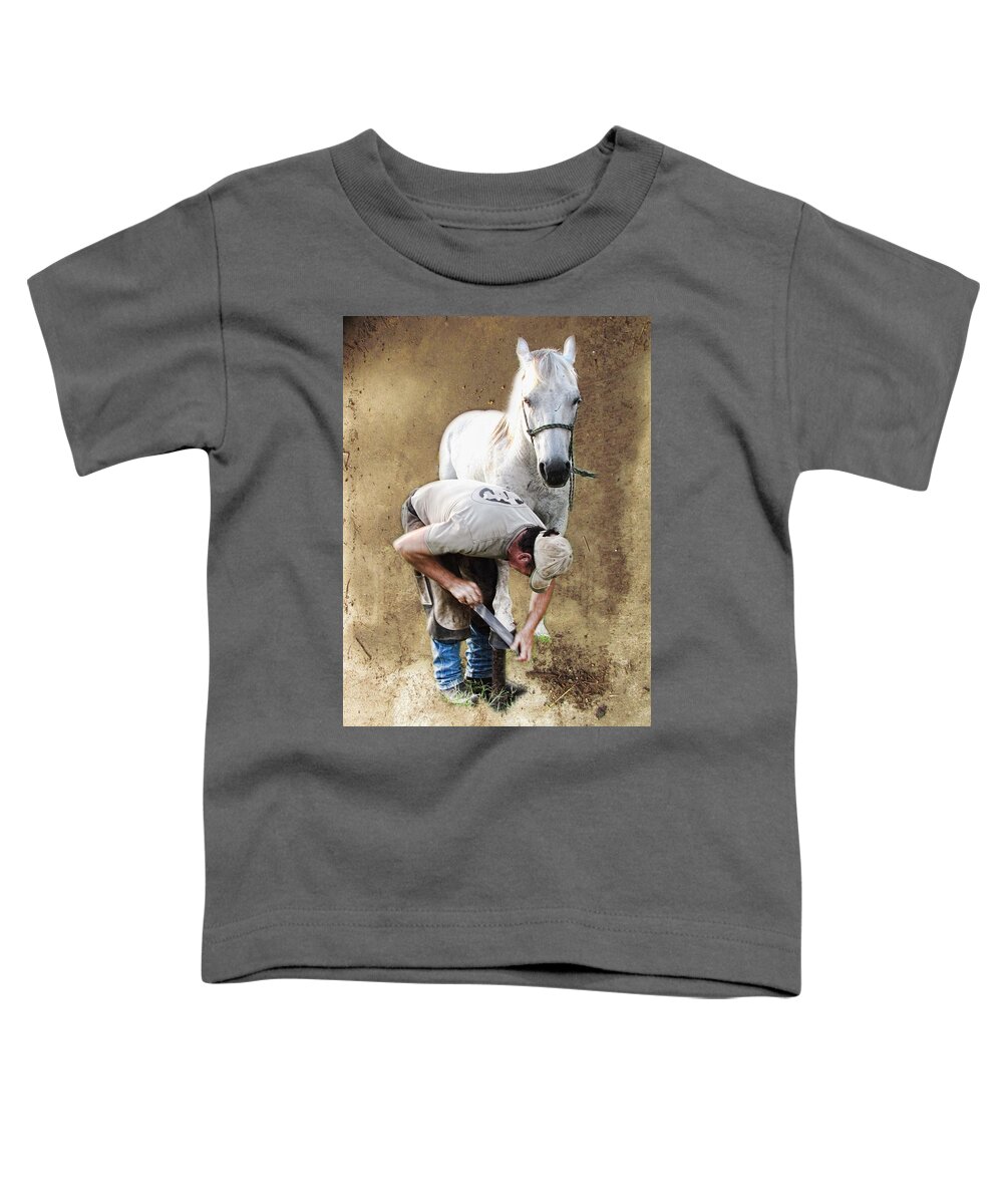 Horse Toddler T-Shirt featuring the photograph The Farrier 3 by Shannon Story
