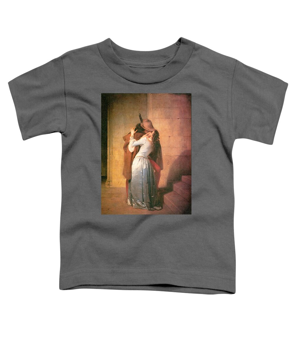 Francesco Hayez Toddler T-Shirt featuring the painting The Kiss #8 by Francesco Hayez
