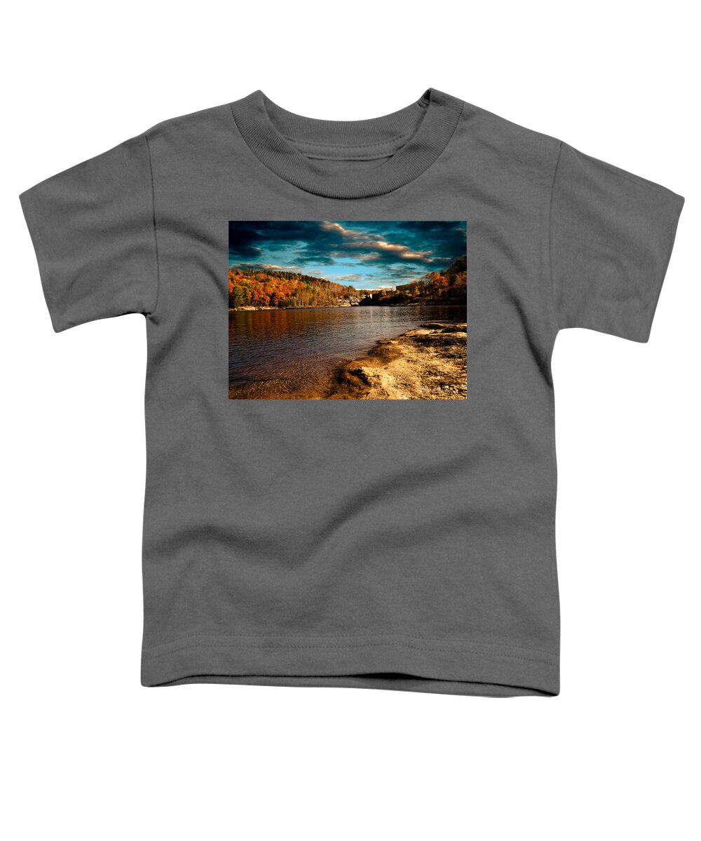 Clouds Toddler T-Shirt featuring the photograph The Pool Below Upper Falls Rumford Maine by Bob Orsillo
