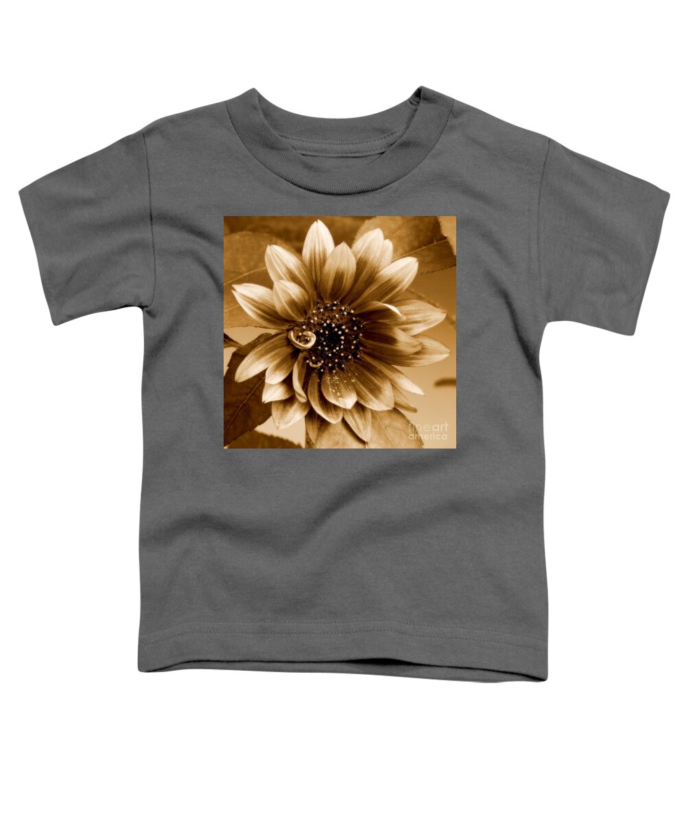 Sepia Toddler T-Shirt featuring the photograph The Sunflower by Peggy Hughes