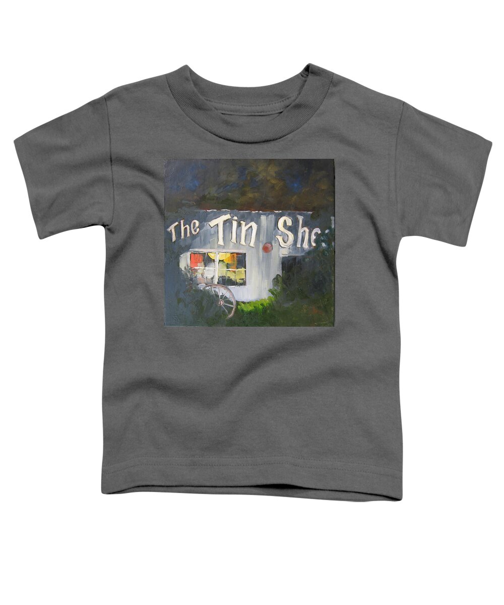 Apalachicola Toddler T-Shirt featuring the painting The Tin Shed by Susan Richardson