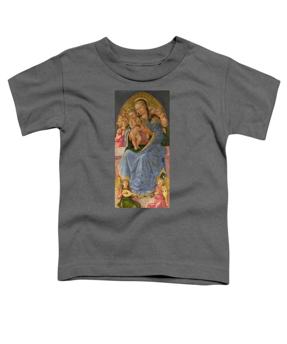 Zanobi Machiavelli Toddler T-Shirt featuring the painting The Virgin and Child by Zanobi Machiavelli