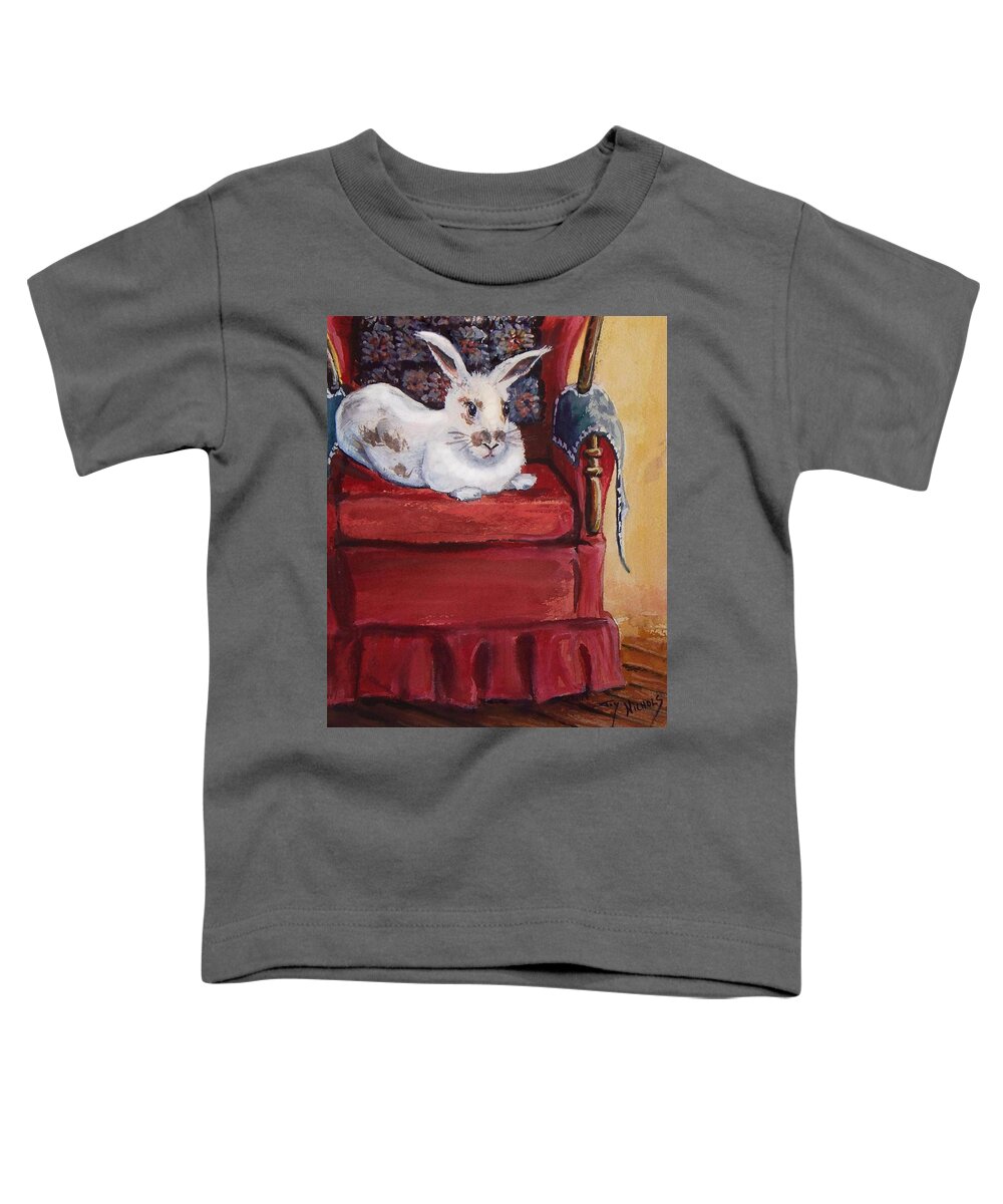 Rabbit Toddler T-Shirt featuring the painting This is MY Chair by Joy Nichols