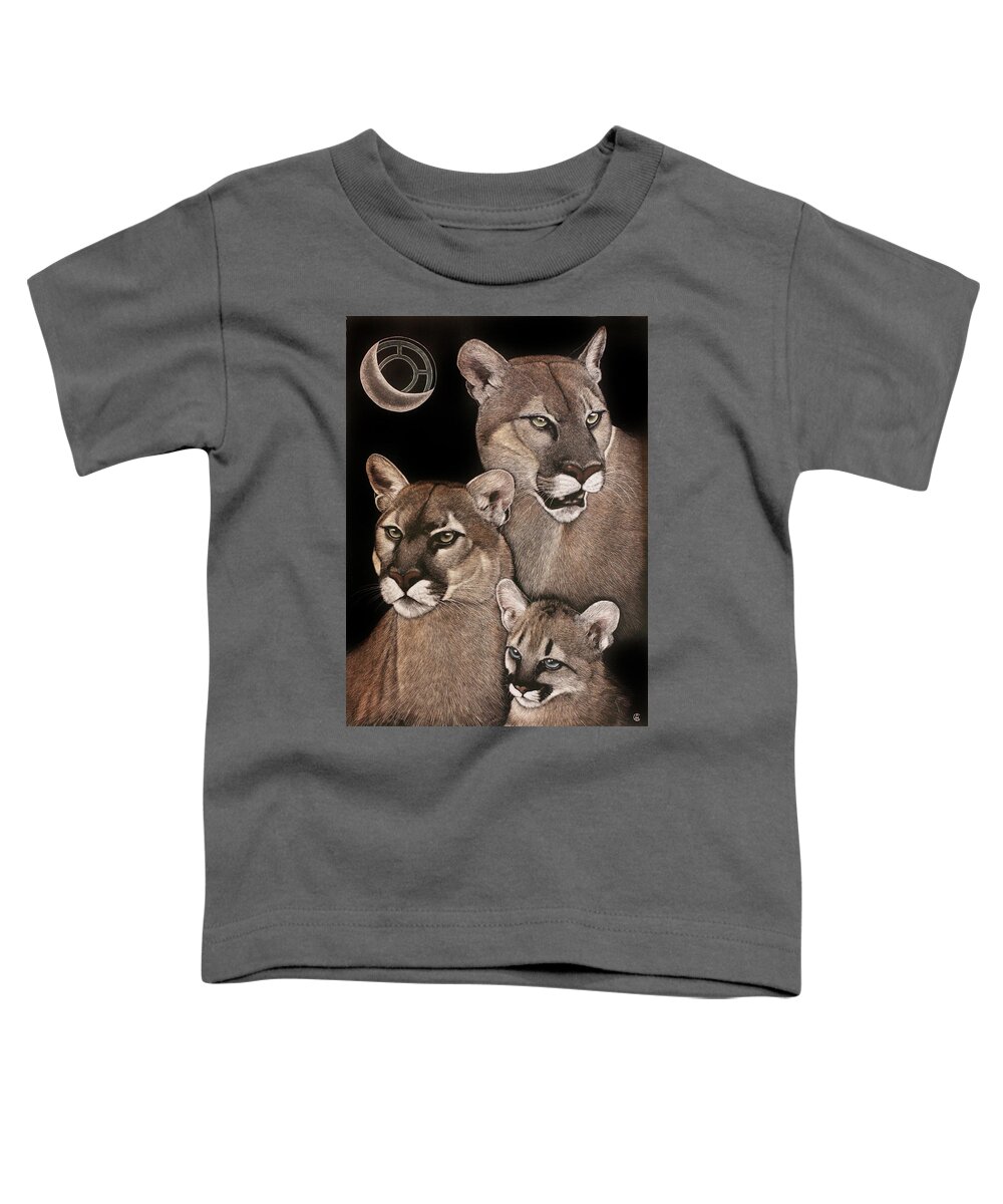 Lions Toddler T-Shirt featuring the painting Three Lions by Angie Cockle