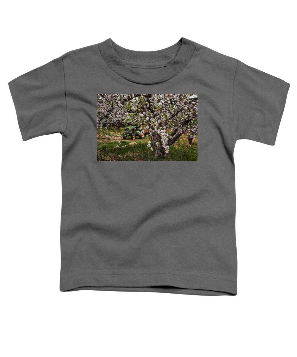 Orchard Toddler T-Shirt featuring the photograph Tractor in the Orchard by Diana Powell