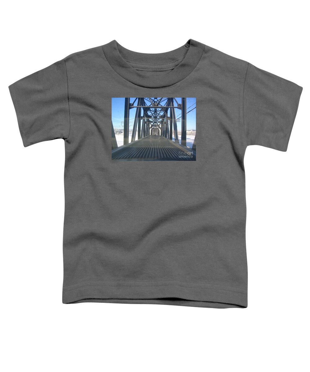 Train Toddler T-Shirt featuring the photograph Train Bridge by Vivian Martin