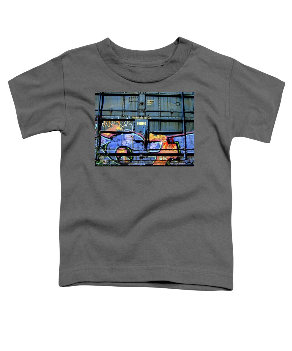 Graffiti Toddler T-Shirt featuring the photograph Trains On Trains by Donna Blackhall