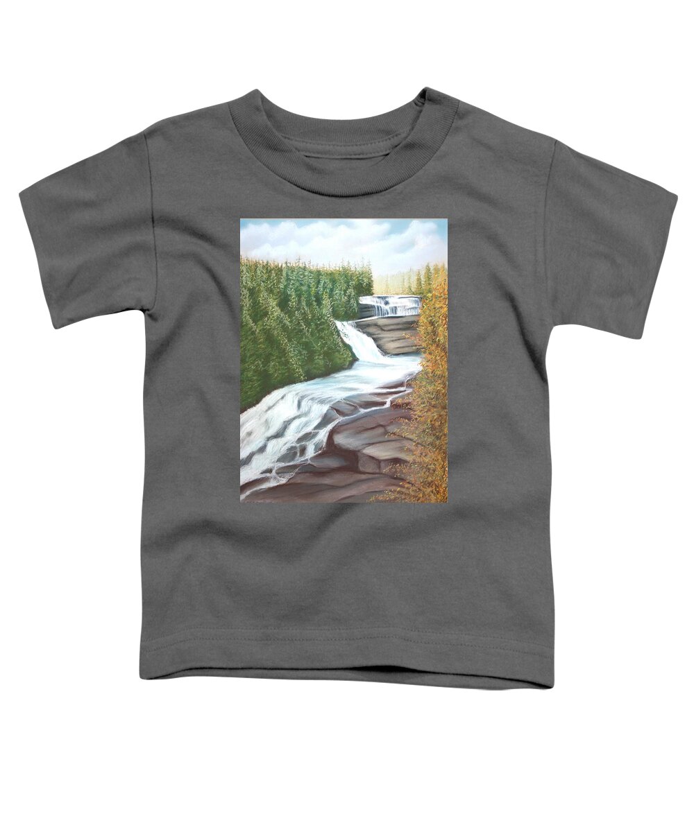 Landscape Toddler T-Shirt featuring the pastel Triple Falls by Stacy C Bottoms