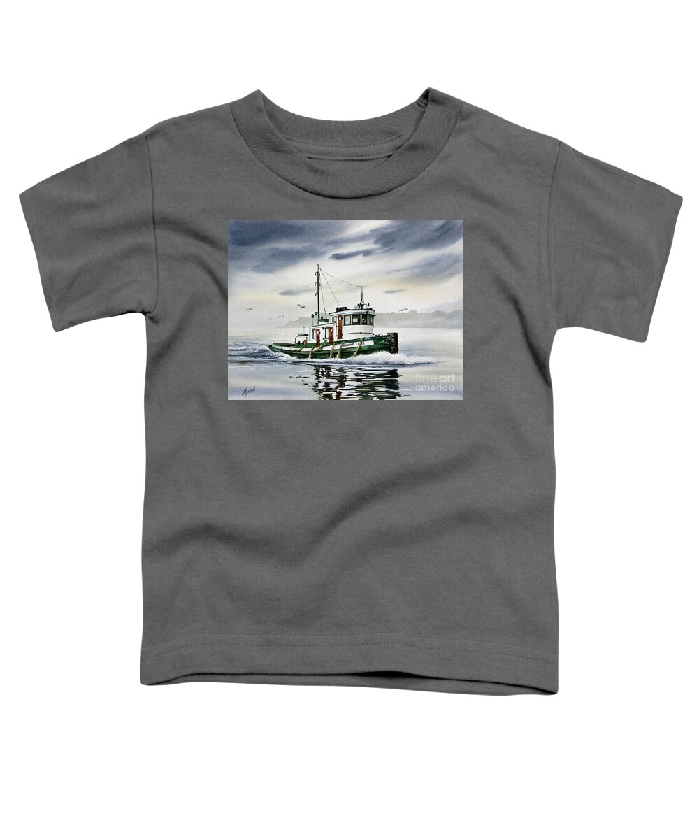 Tugboat Art Toddler T-Shirt featuring the painting Tugboat ELAINE FOSS by James Williamson
