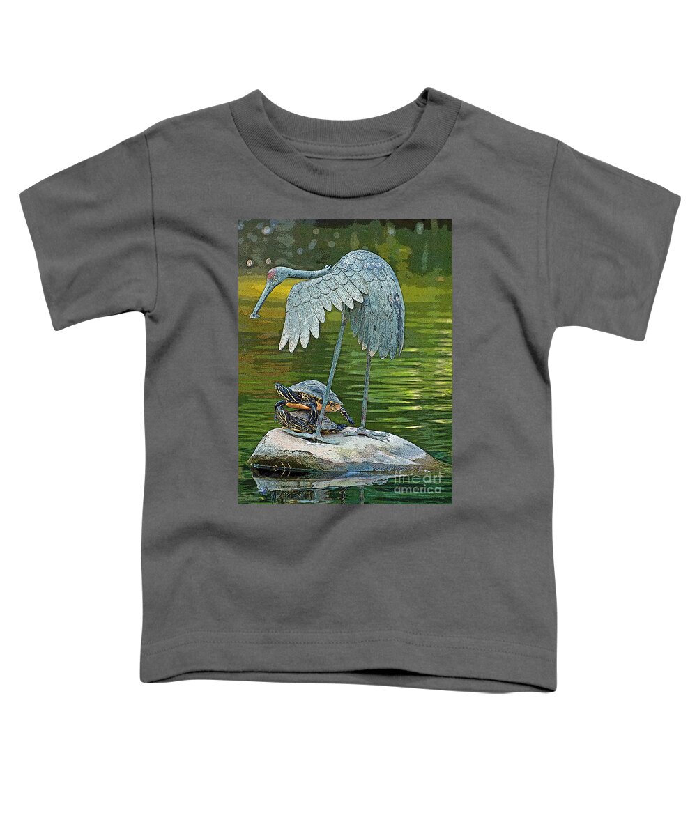 Turtle Toddler T-Shirt featuring the painting Turtle Piggy Back by Jacklyn Duryea Fraizer