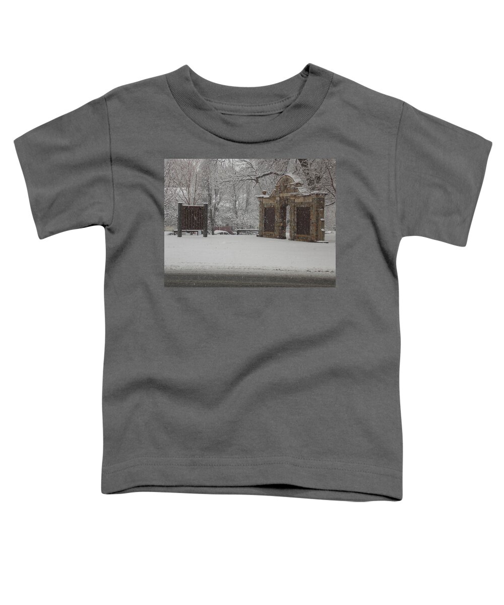 Park Toddler T-Shirt featuring the photograph Veterans of WWII Arch by Catherine Gagne