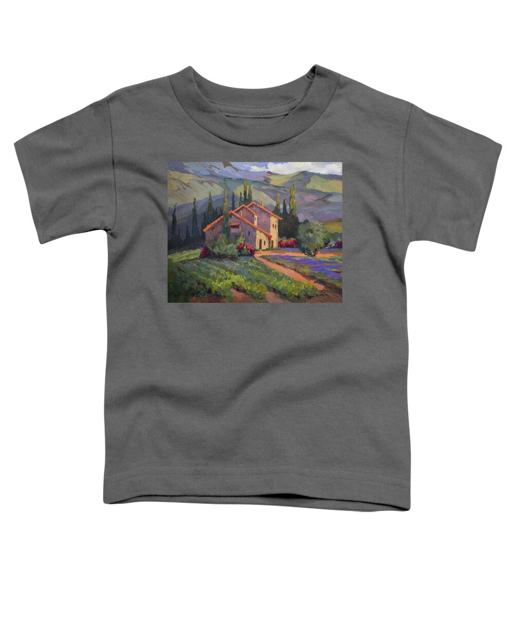 Provence Toddler T-Shirt featuring the painting Vineyard and Lavender in Provence by Diane McClary