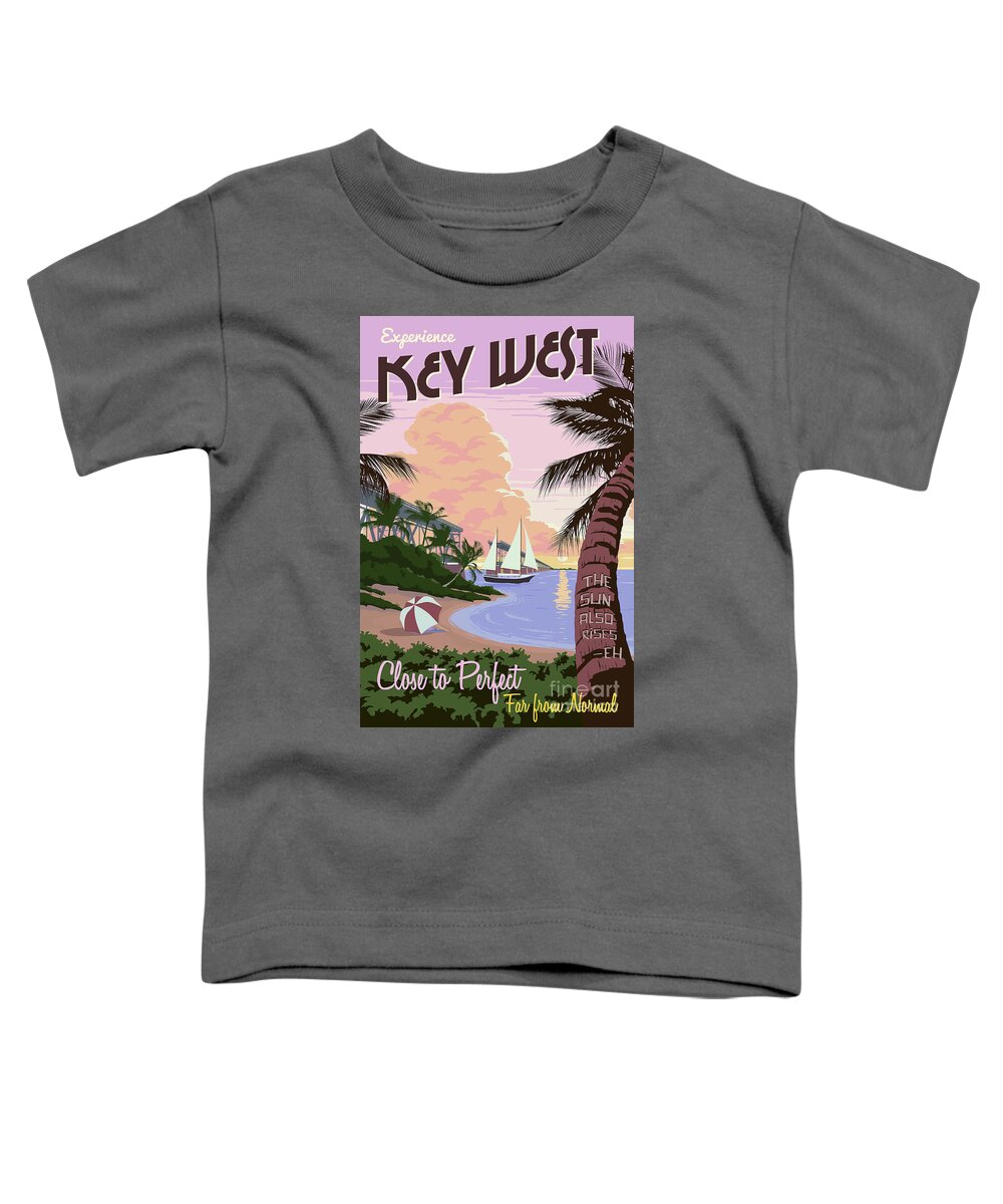 Vintage Key West Travel Poster Toddler T-Shirt featuring the drawing Vintage Key West Travel Poster by Jon Neidert