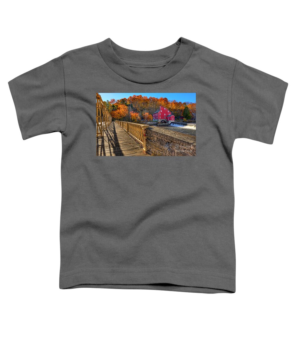 Clinton Red Mill House Toddler T-Shirt featuring the photograph Walk With Me - Clinton Red Mill House in the Fall by Lee Dos Santos