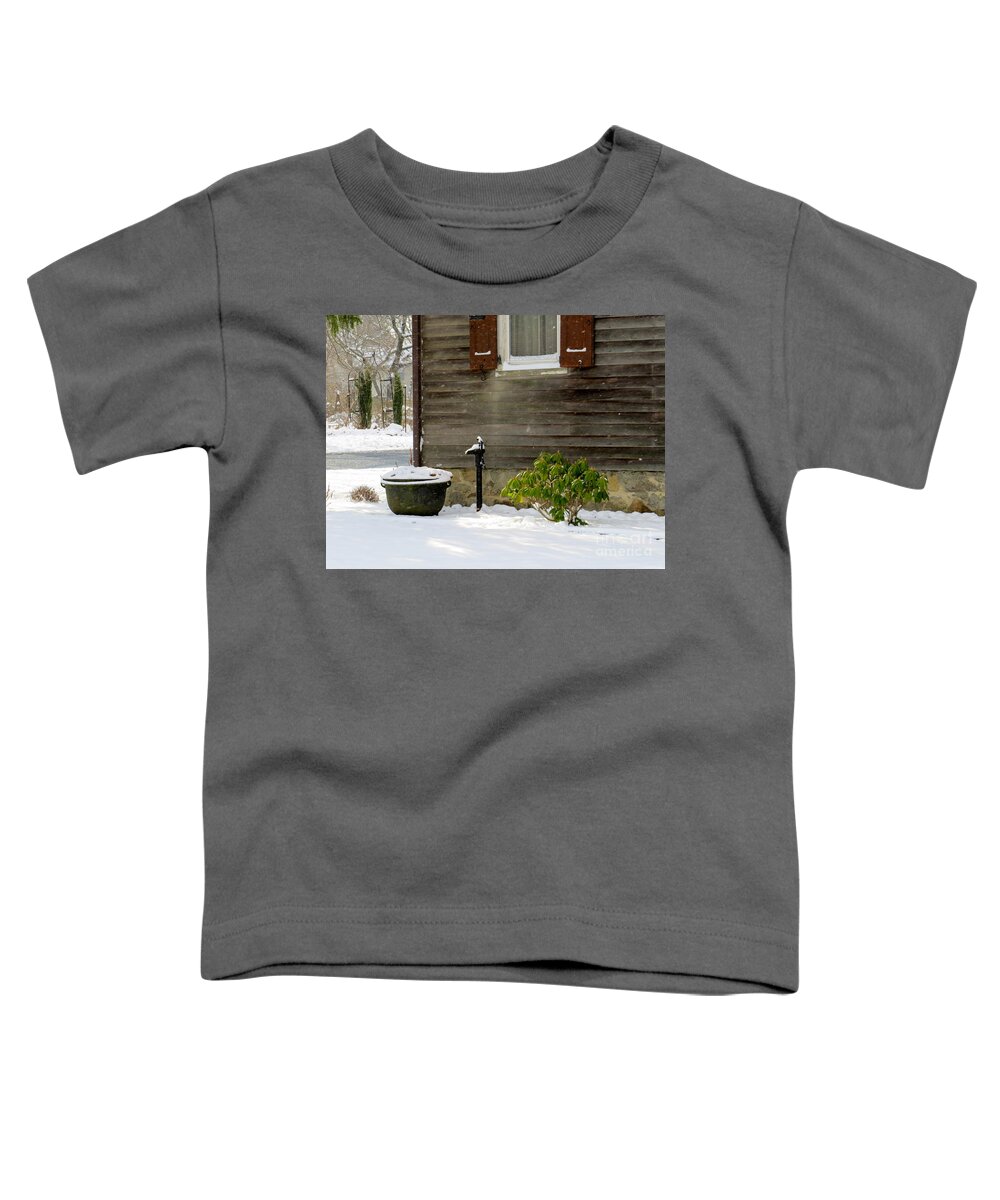 Water Pump Toddler T-Shirt featuring the photograph Water Pump In The Snow by Nancy Patterson