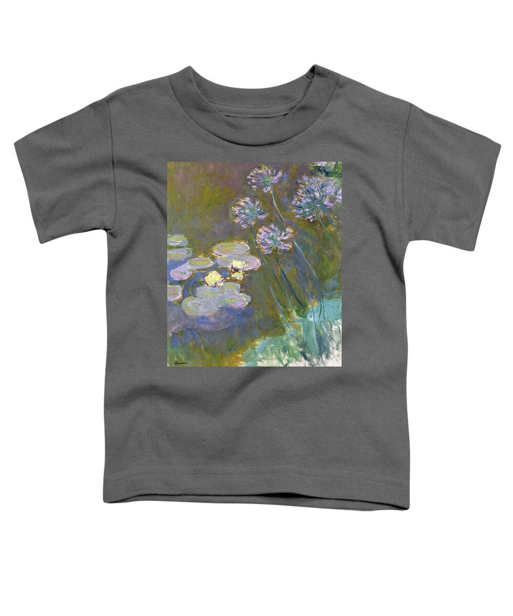 Reproductions Toddler T-Shirt featuring the painting Waterlilies and Agapanthus by Claude Monet
