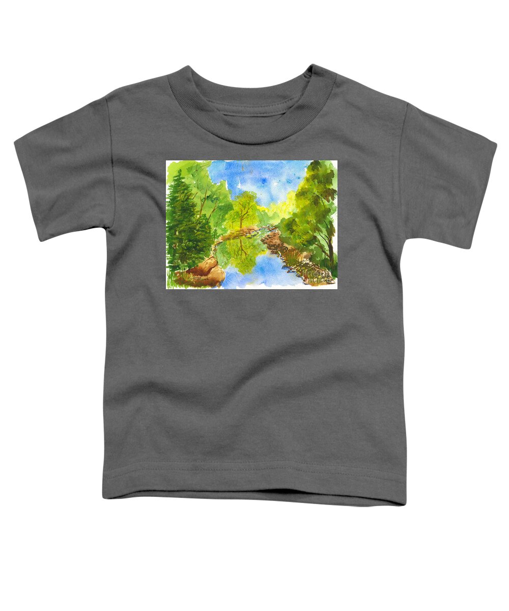 Weber River Toddler T-Shirt featuring the painting Weber River Reflection by Walt Brodis