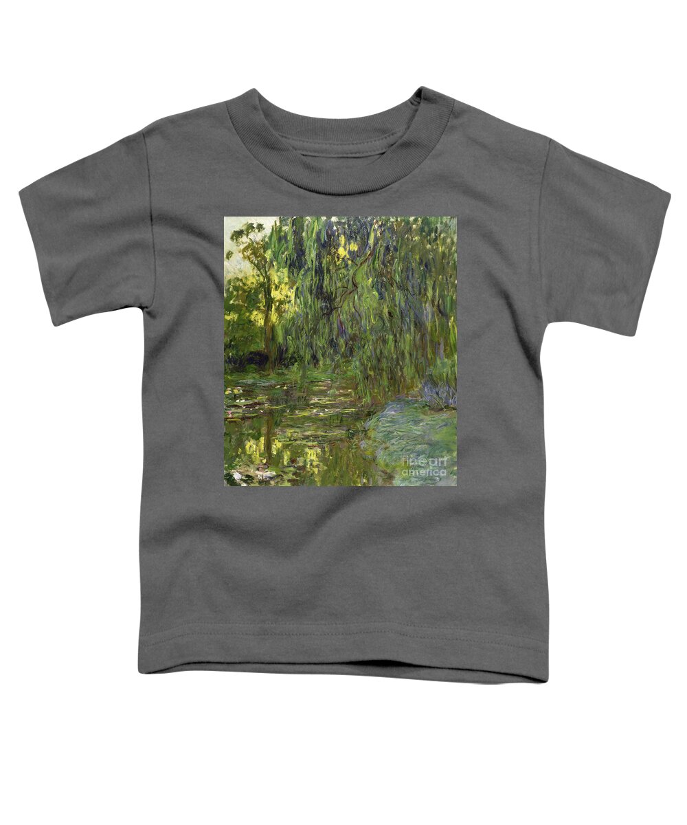 Weeping Willows Toddler T-Shirt featuring the painting Weeping Willows The Waterlily Pond at Giverny by Claude Monet