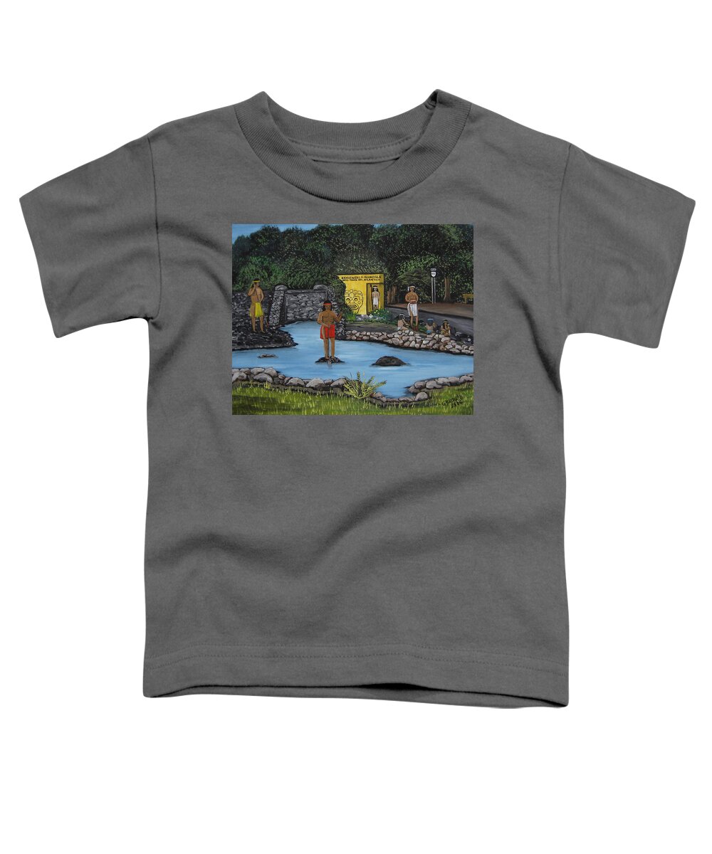Aguada Toddler T-Shirt featuring the painting Welcome to Aguadilla by Gloria E Barreto-Rodriguez